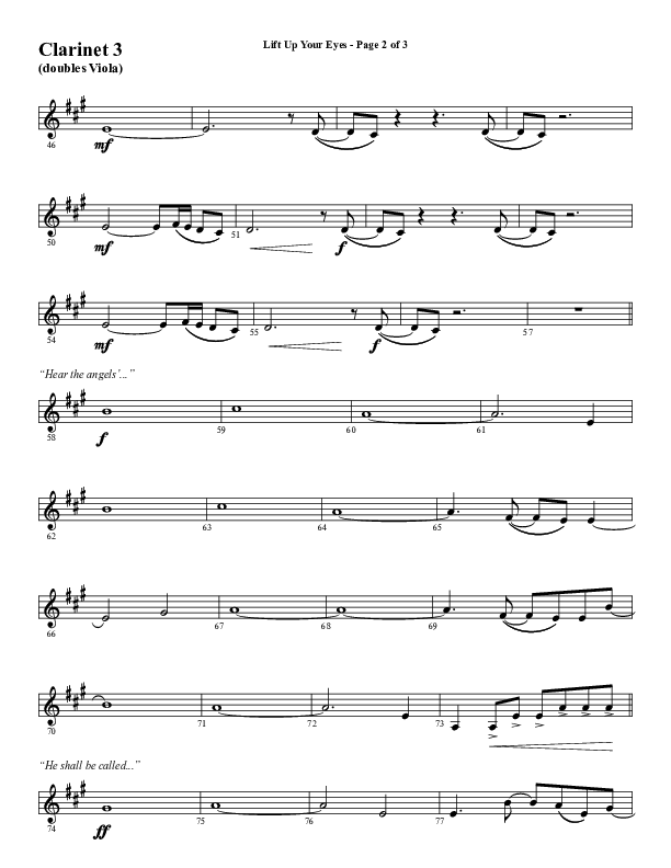 Lift Up Your Eyes (Choral Anthem SATB) Clarinet 3 (Word Music Choral / Arr. Daniel Semsen)