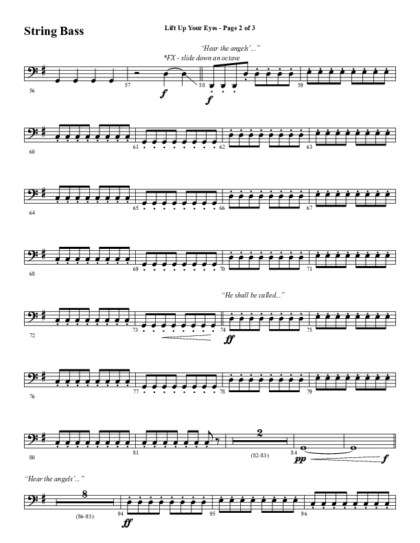 Lift Up Your Eyes (Choral Anthem SATB) Double Bass (Word Music Choral / Arr. Daniel Semsen)