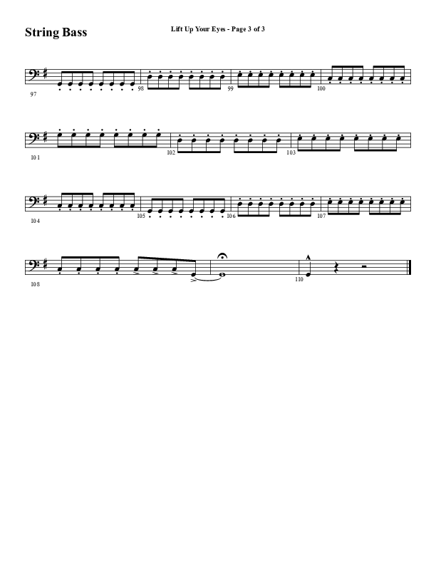 Lift Up Your Eyes (Choral Anthem SATB) Double Bass (Word Music Choral / Arr. Daniel Semsen)