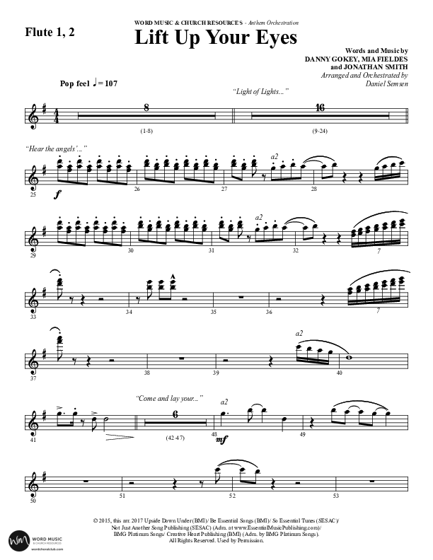 Lift Up Your Eyes (Choral Anthem SATB) Flute 1/2 (Word Music Choral / Arr. Daniel Semsen)