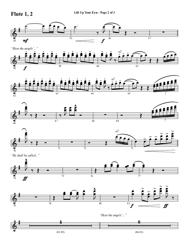 Lift Up Your Eyes (Choral Anthem SATB) Flute 1/2 (Word Music Choral / Arr. Daniel Semsen)