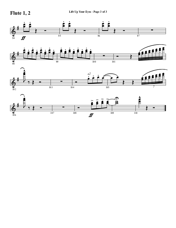 Lift Up Your Eyes (Choral Anthem SATB) Flute 1/2 (Word Music Choral / Arr. Daniel Semsen)