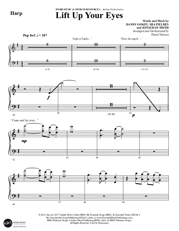 Lift Up Your Eyes (Choral Anthem SATB) Harp (Word Music Choral / Arr. Daniel Semsen)