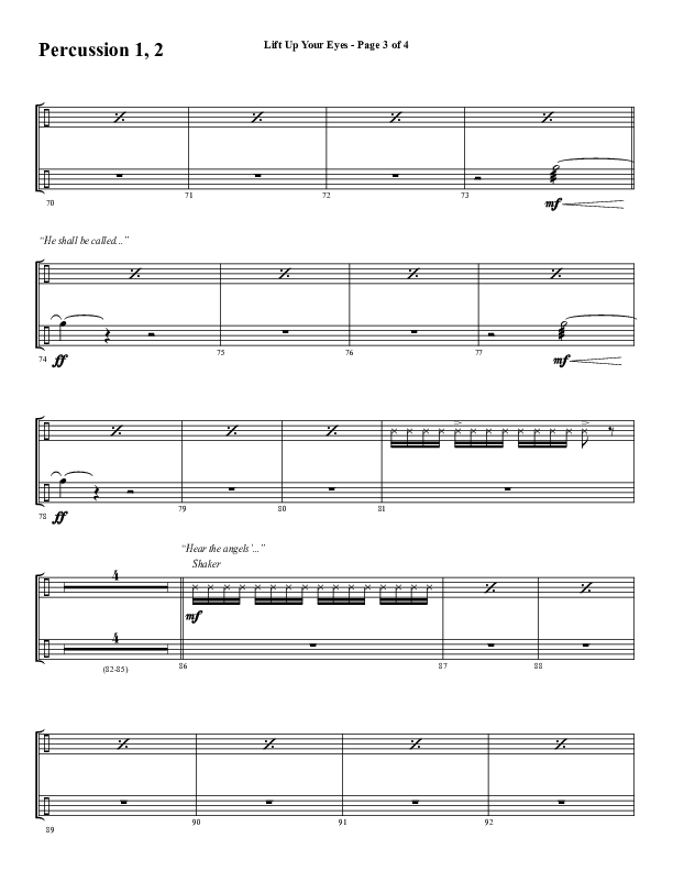 Lift Up Your Eyes (Choral Anthem SATB) Percussion 1/2 (Word Music Choral / Arr. Daniel Semsen)