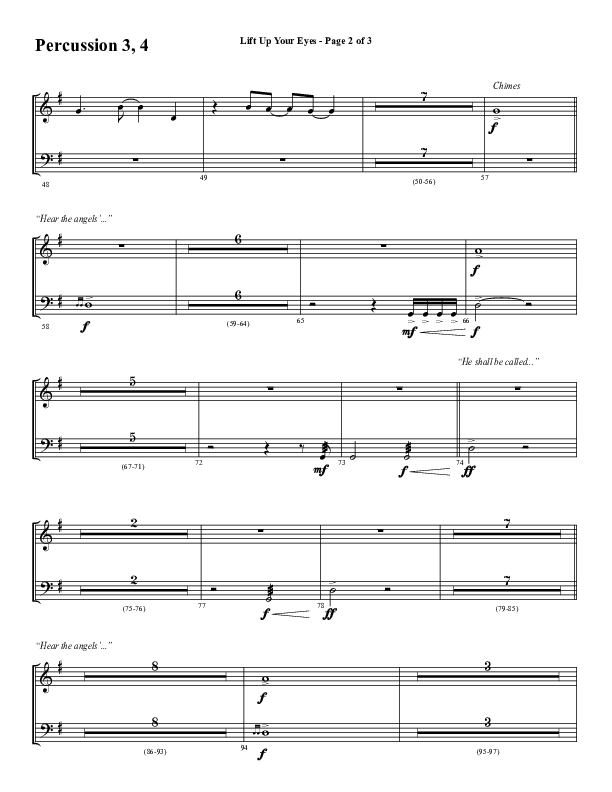 Lift Up Your Eyes (Choral Anthem SATB) Percussion (Word Music Choral / Arr. Daniel Semsen)