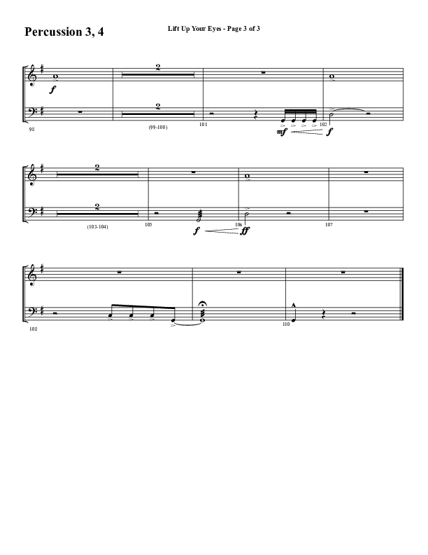 Lift Up Your Eyes (Choral Anthem SATB) Percussion (Word Music Choral / Arr. Daniel Semsen)