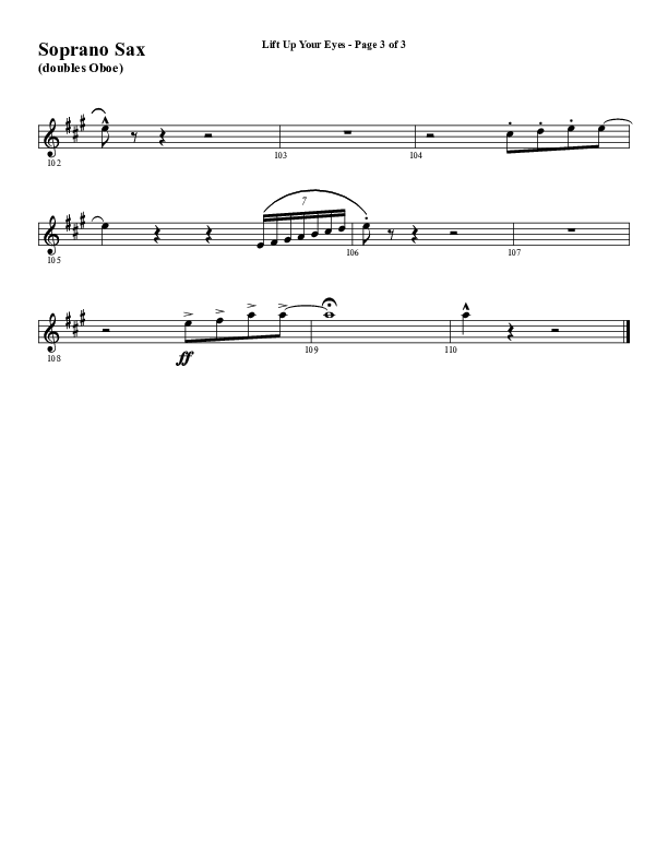 Lift Up Your Eyes (Choral Anthem SATB) Soprano Sax (Word Music Choral / Arr. Daniel Semsen)