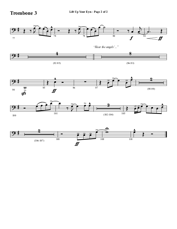 Lift Up Your Eyes (Choral Anthem SATB) Trombone 3 (Word Music Choral / Arr. Daniel Semsen)