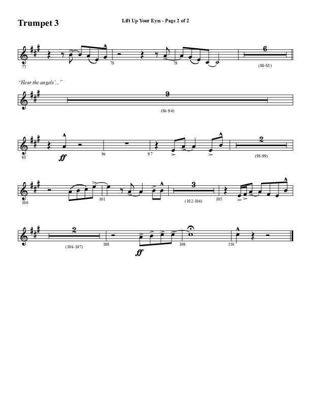 Lift Up Your Eyes (Choral Anthem SATB) Trumpet 3 (Word Music Choral / Arr. Daniel Semsen)