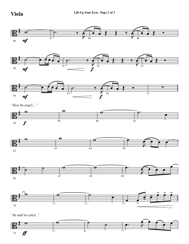 Lift Up Your Eyes (Choral Anthem SATB) Viola (Word Music Choral / Arr. Daniel Semsen)