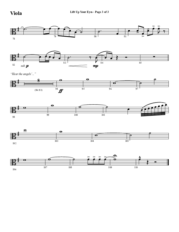 Lift Up Your Eyes (Choral Anthem SATB) Viola (Word Music Choral / Arr. Daniel Semsen)
