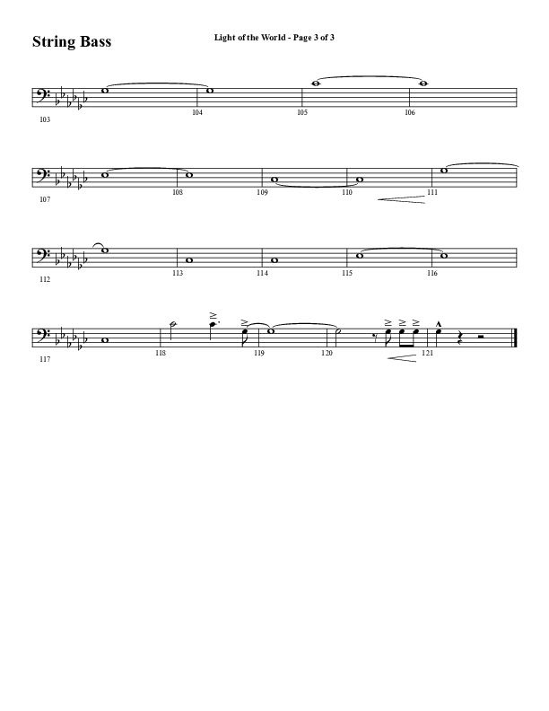 Light Of The World (Choral Anthem SATB) Double Bass (Word Music Choral / Arr. Cliff Duren)