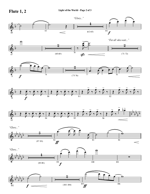 Light Of The World (Choral Anthem SATB) Flute 1/2 (Word Music Choral / Arr. Cliff Duren)