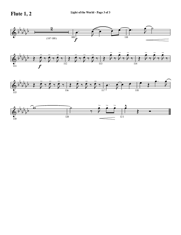 Light Of The World (Choral Anthem SATB) Flute 1/2 (Word Music Choral / Arr. Cliff Duren)