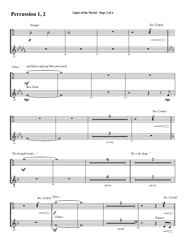 Light Of The World (Choral Anthem SATB) Percussion 1/2 (Word Music Choral / Arr. Cliff Duren)