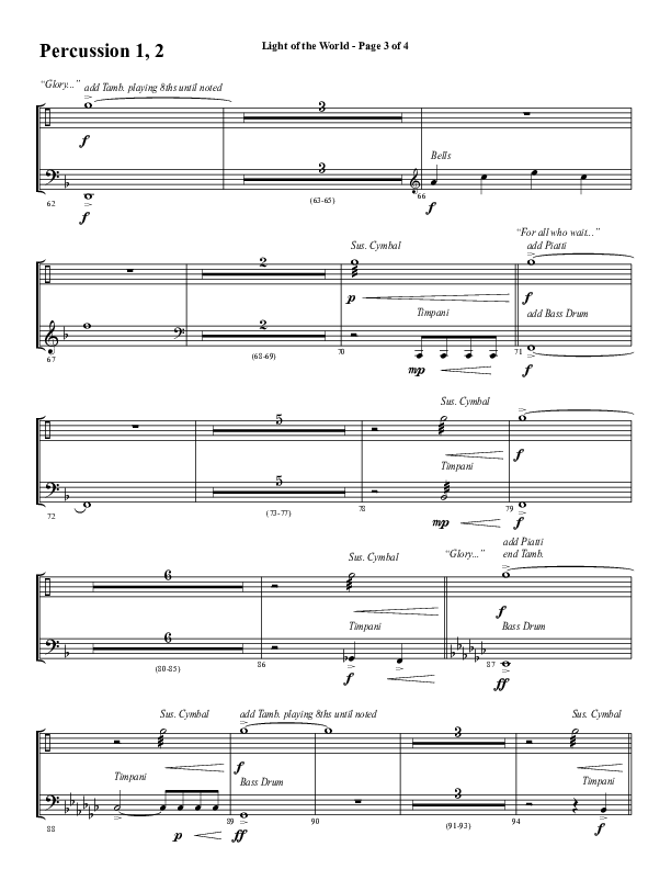Light Of The World (Choral Anthem SATB) Percussion 1/2 (Word Music Choral / Arr. Cliff Duren)