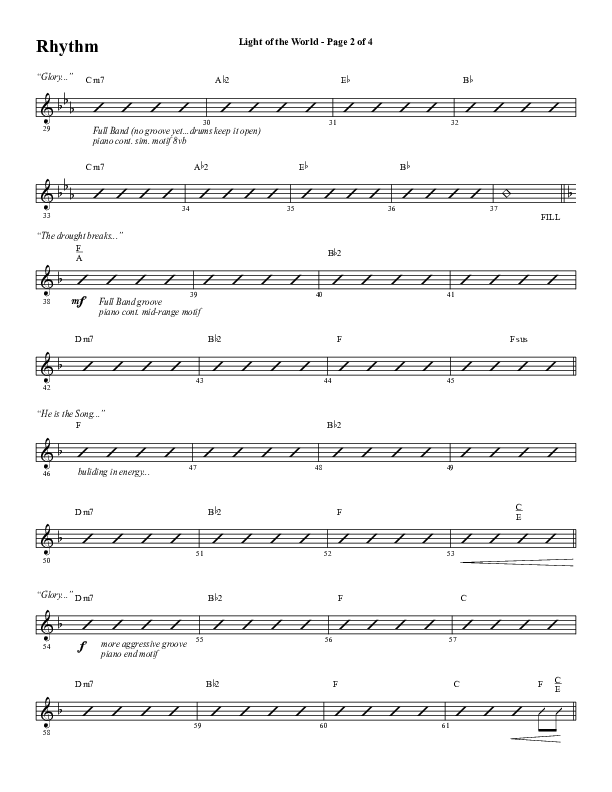 Light Of The World (Choral Anthem SATB) Rhythm Chart (Word Music Choral / Arr. Cliff Duren)