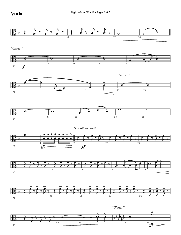 Light Of The World (Choral Anthem SATB) Viola (Word Music Choral / Arr. Cliff Duren)