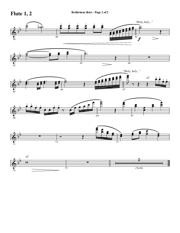 Bethlehem Skies (Choral Anthem SATB) Flute 1/2 (Word Music Choral / Arr. Daniel Semsen)