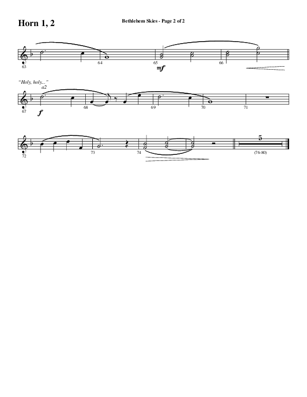 Bethlehem Skies (Choral Anthem SATB) French Horn 1/2 (Word Music Choral / Arr. Daniel Semsen)