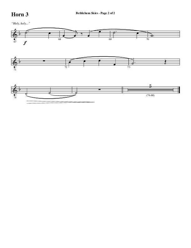 Bethlehem Skies (Choral Anthem SATB) French Horn 3 (Word Music Choral / Arr. Daniel Semsen)
