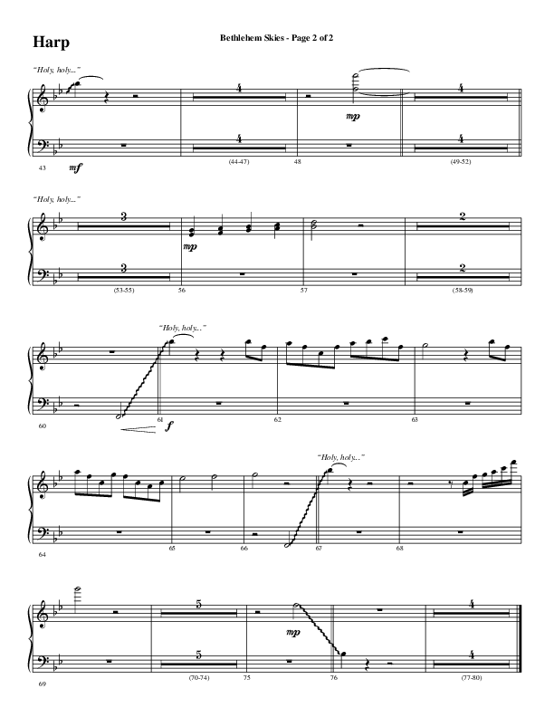 Bethlehem Skies (Choral Anthem SATB) Harp (Word Music Choral / Arr. Daniel Semsen)
