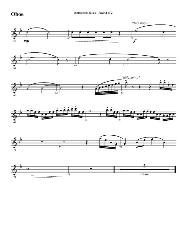 Bethlehem Skies (Choral Anthem SATB) Oboe (Word Music Choral / Arr. Daniel Semsen)