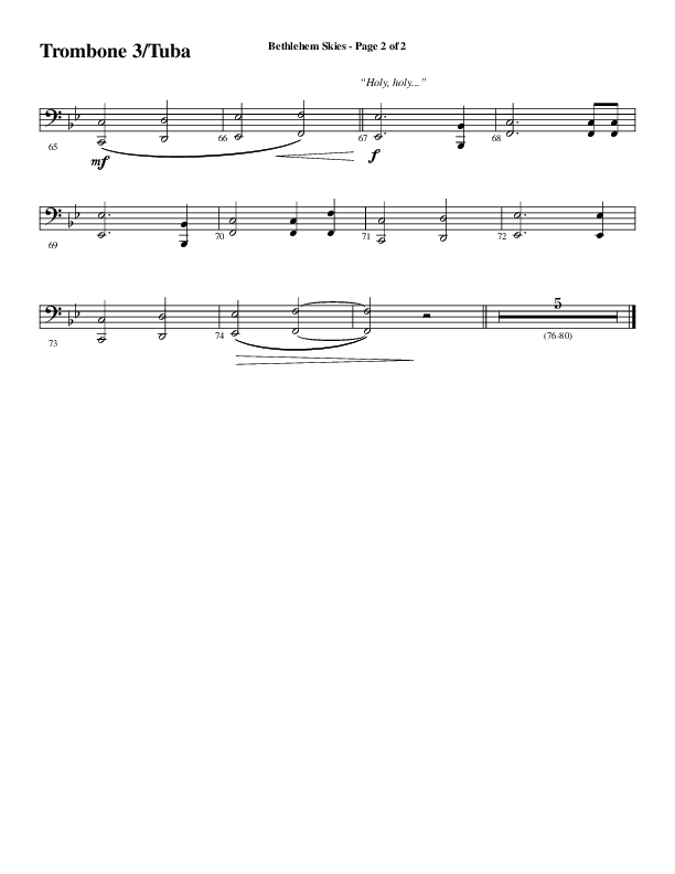 Bethlehem Skies (Choral Anthem SATB) Trombone 3/Tuba (Word Music Choral / Arr. Daniel Semsen)