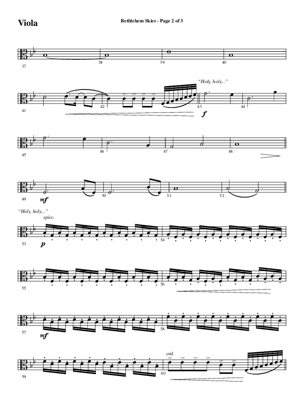 Bethlehem Skies (Choral Anthem SATB) Viola (Word Music Choral / Arr. Daniel Semsen)