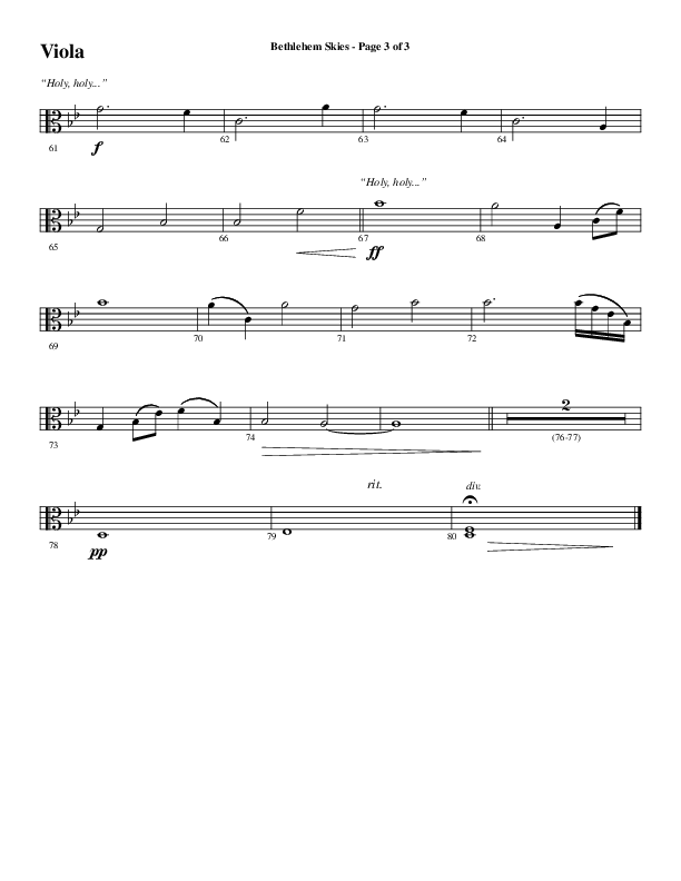 Bethlehem Skies (Choral Anthem SATB) Viola (Word Music Choral / Arr. Daniel Semsen)