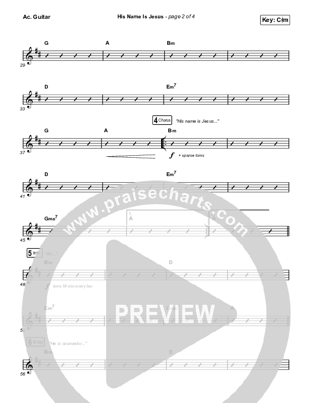 His Name Is Jesus Acoustic Guitar Sheet Music Pdf Jeremy Riddle Praisecharts