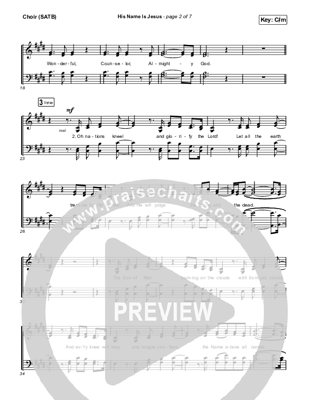 His Name Is Jesus Choir Sheet (SATB) (Jeremy Riddle)