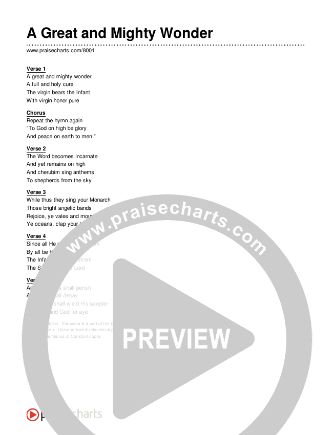 A Great and Mighty Wonder Lyrics (Traditional Hymn)