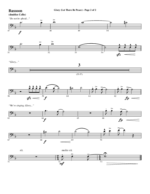 Glory (Let There Be Peace) (Choral Anthem SATB) Bassoon (Word Music Choral / Arr. David Wise / Arr. David Shipps)