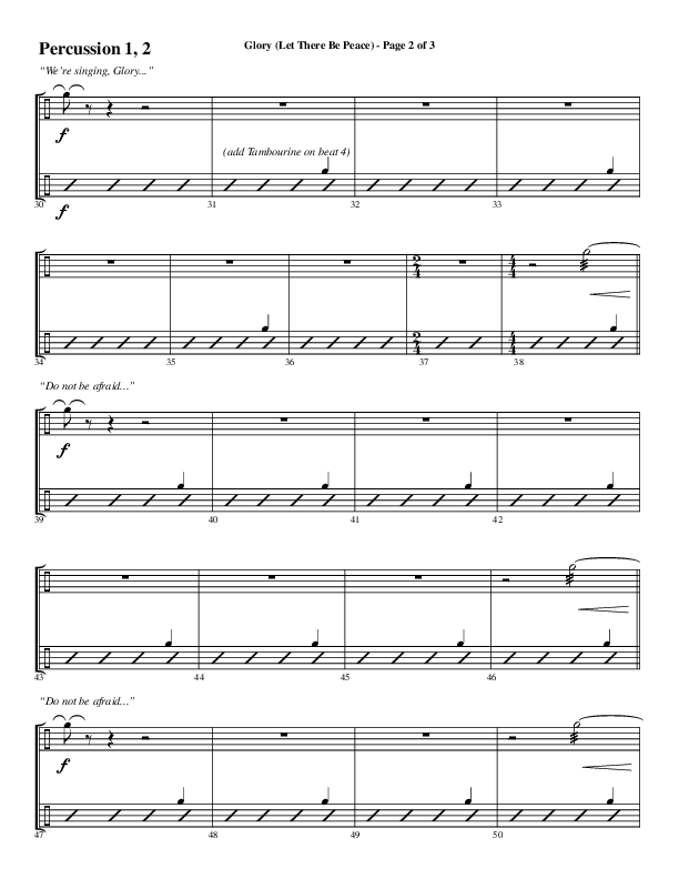 Glory (Let There Be Peace) (Choral Anthem SATB) Percussion 1/2 (Word Music Choral / Arr. David Wise / Arr. David Shipps)
