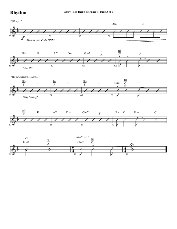Glory (Let There Be Peace) (Choral Anthem SATB) Rhythm Chart (Word Music Choral / Arr. David Wise / Arr. David Shipps)