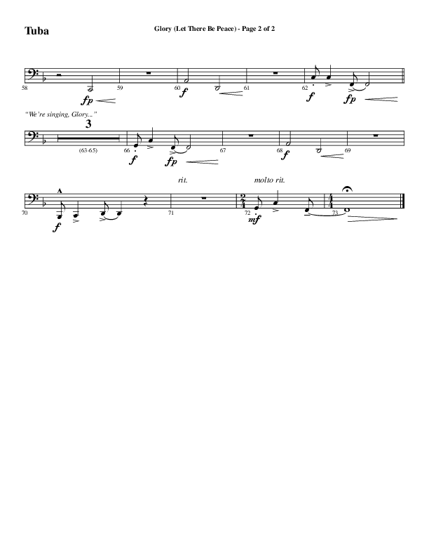 Glory (Let There Be Peace) (Choral Anthem SATB) Tuba (Word Music Choral / Arr. David Wise / Arr. David Shipps)