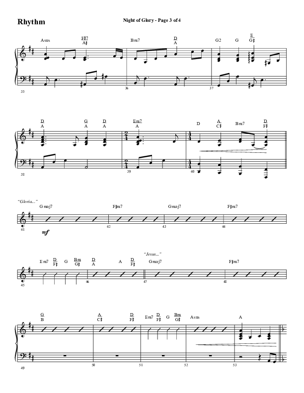 Night of Glory (Choral Anthem SATB) Rhythm Chart (Word Music Choral / Arr. David Wise / Orch. David Shipps)