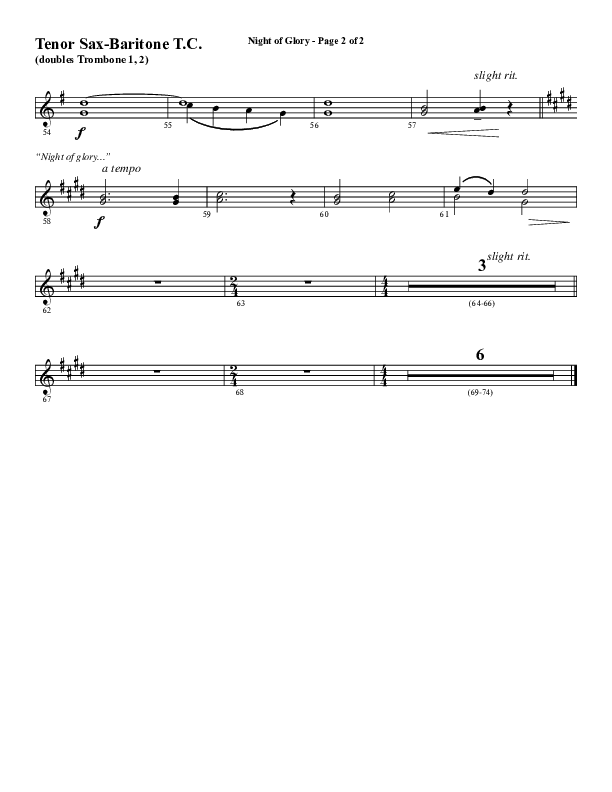 Night of Glory (Choral Anthem SATB) Tenor Sax/Baritone T.C. (Word Music Choral / Arr. David Wise / Orch. David Shipps)