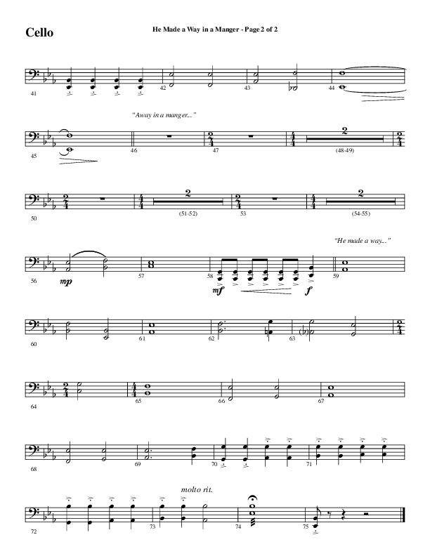 He Made A Way In A Manger (Choral Anthem SATB) Cello (Word Music Choral / Arr. Russell Mauldin)