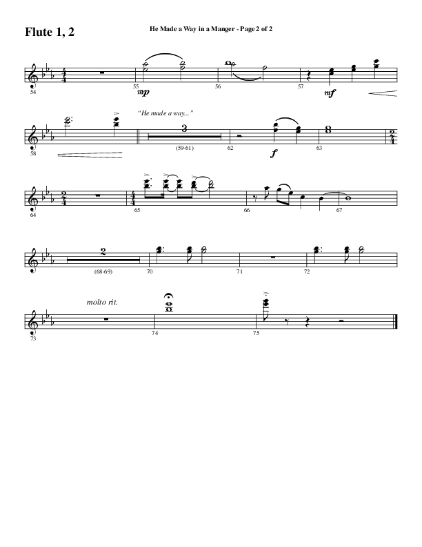 He Made A Way In A Manger (Choral Anthem SATB) Flute 1/2 (Word Music Choral / Arr. Russell Mauldin)