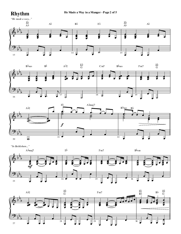He Made A Way In A Manger (Choral Anthem SATB) Rhythm Chart (Word Music Choral / Arr. Russell Mauldin)