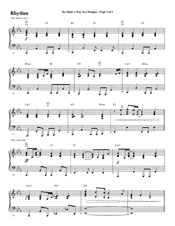 He Made A Way In A Manger (Choral Anthem SATB) Rhythm Chart (Word Music Choral / Arr. Russell Mauldin)