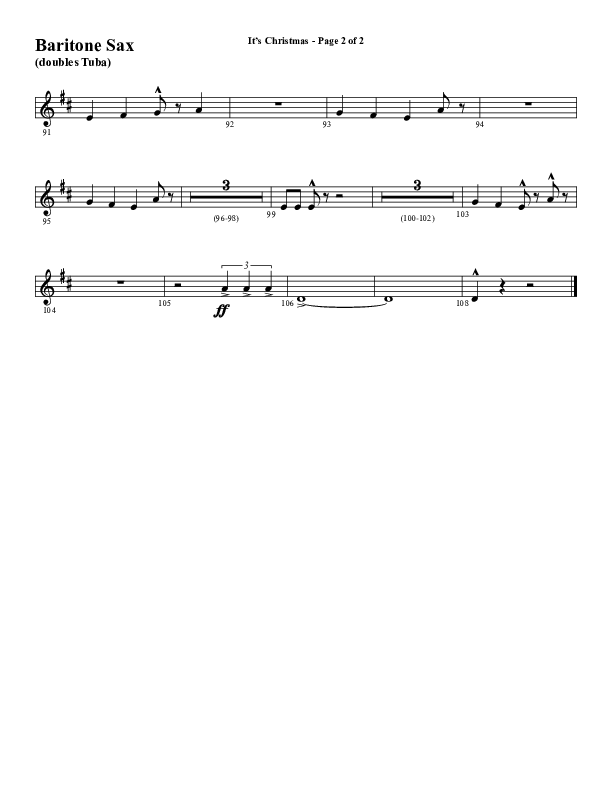 It's Christmas (Choral Anthem SATB) Bari Sax (Word Music Choral / Arr. Jay Rouse)