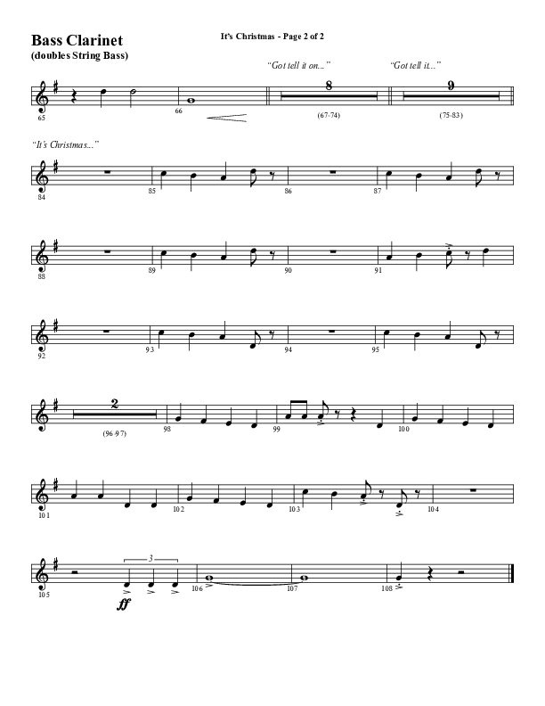It's Christmas (Instrumental) Bass Clarinet (Word Music Choral / Arr. Jay Rouse)
