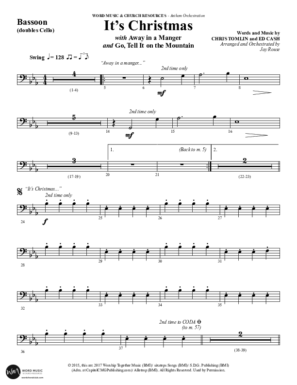 It's Christmas (Instrumental) Bassoon (Word Music Choral / Arr. Jay Rouse)
