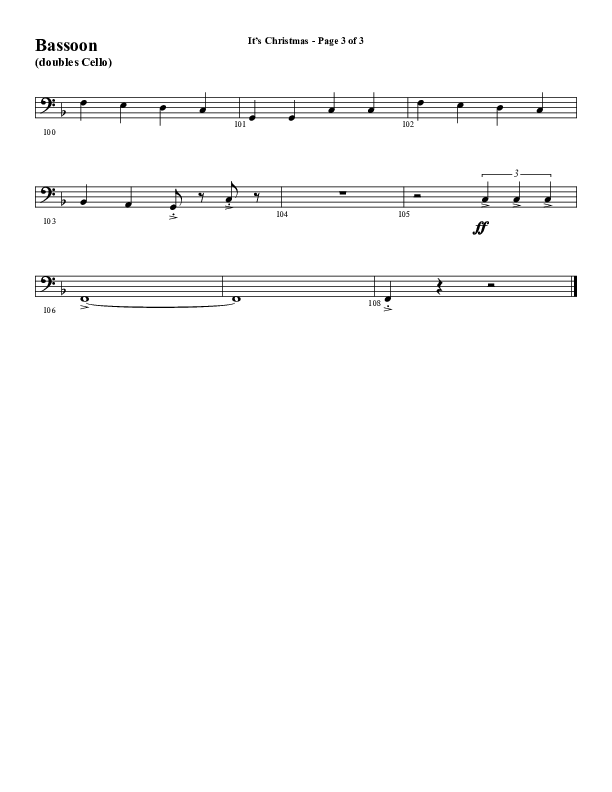 It's Christmas (Choral Anthem SATB) Bassoon (Word Music Choral / Arr. Jay Rouse)