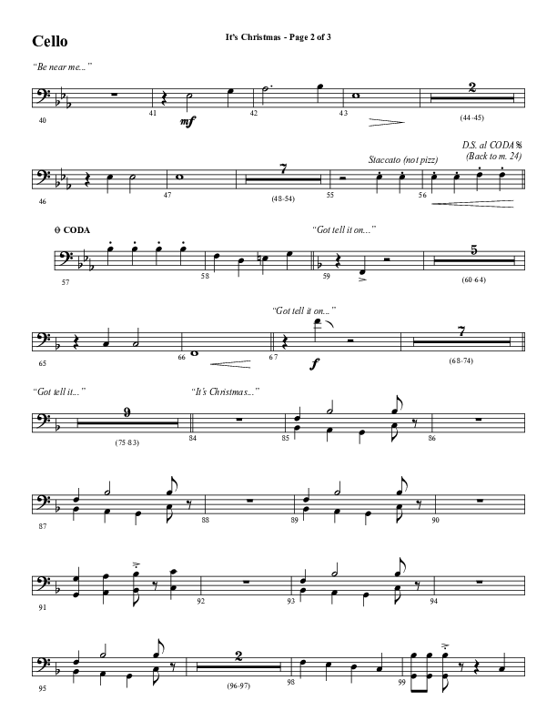 It's Christmas (Instrumental) Cello (Word Music Choral / Arr. Jay Rouse)