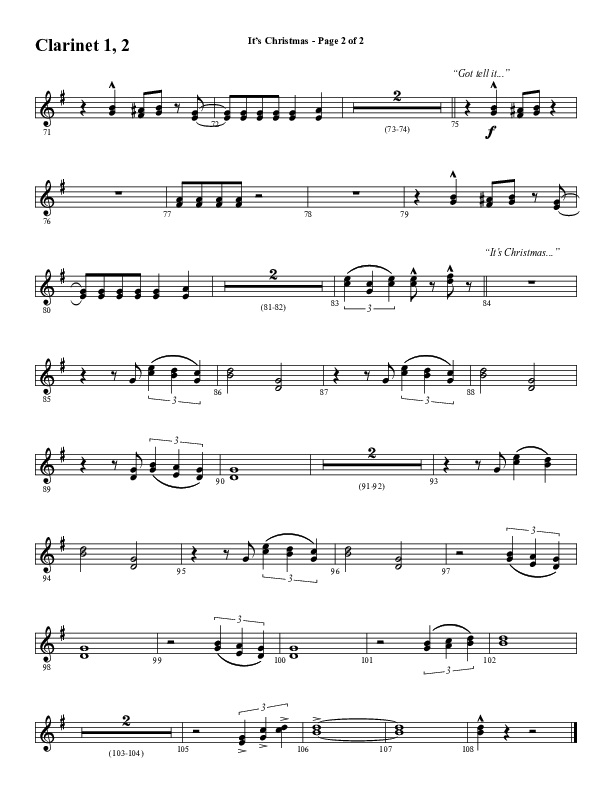 It's Christmas (Choral Anthem SATB) Clarinet 1/2 (Word Music Choral / Arr. Jay Rouse)