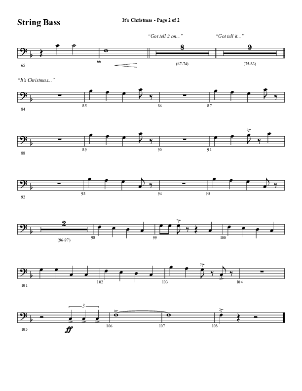 It's Christmas (Choral Anthem SATB) Double Bass (Word Music Choral / Arr. Jay Rouse)